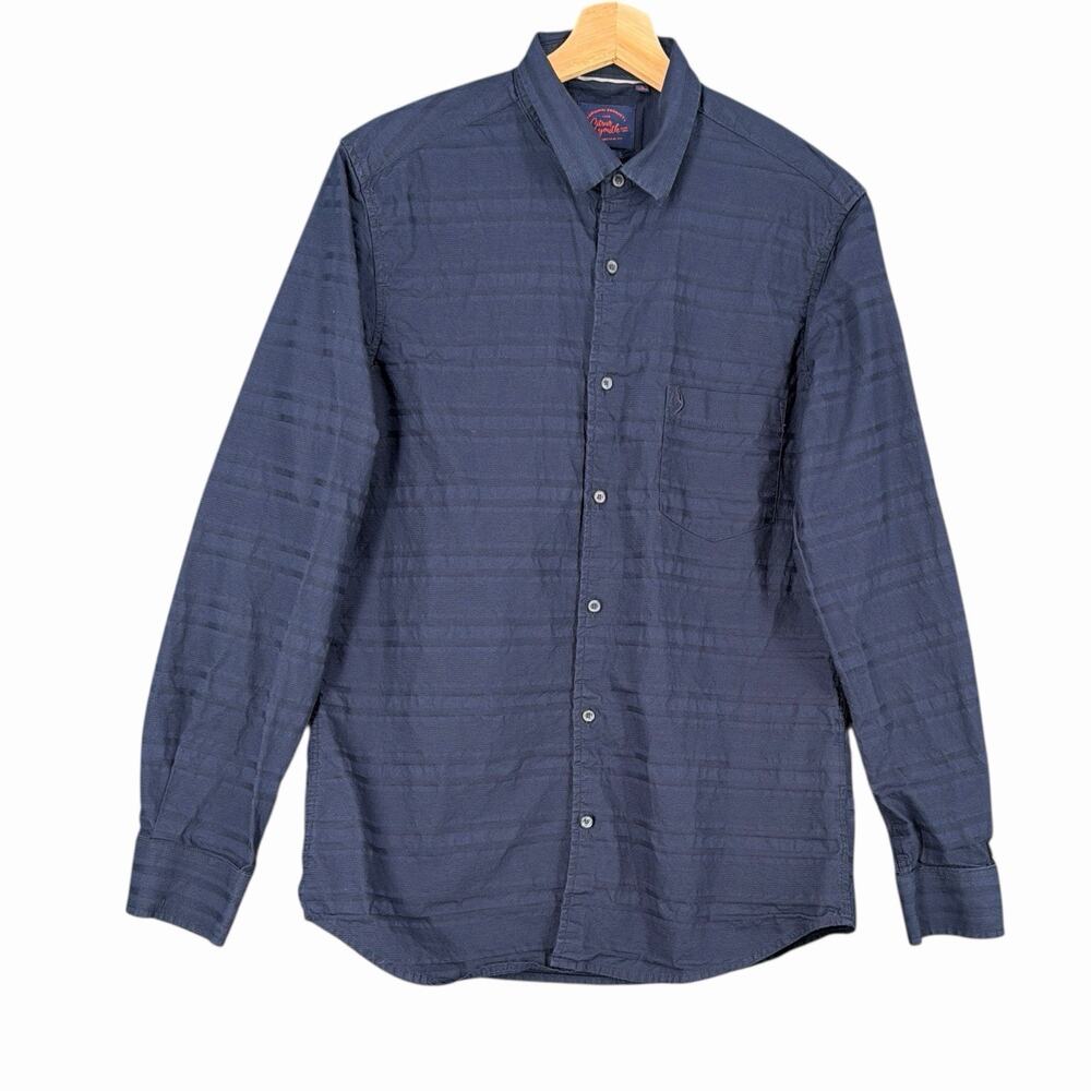 Citrus Youth Junior Boys Sz Large Button Down Shirt Navy Blue Cotton Long Sleeve